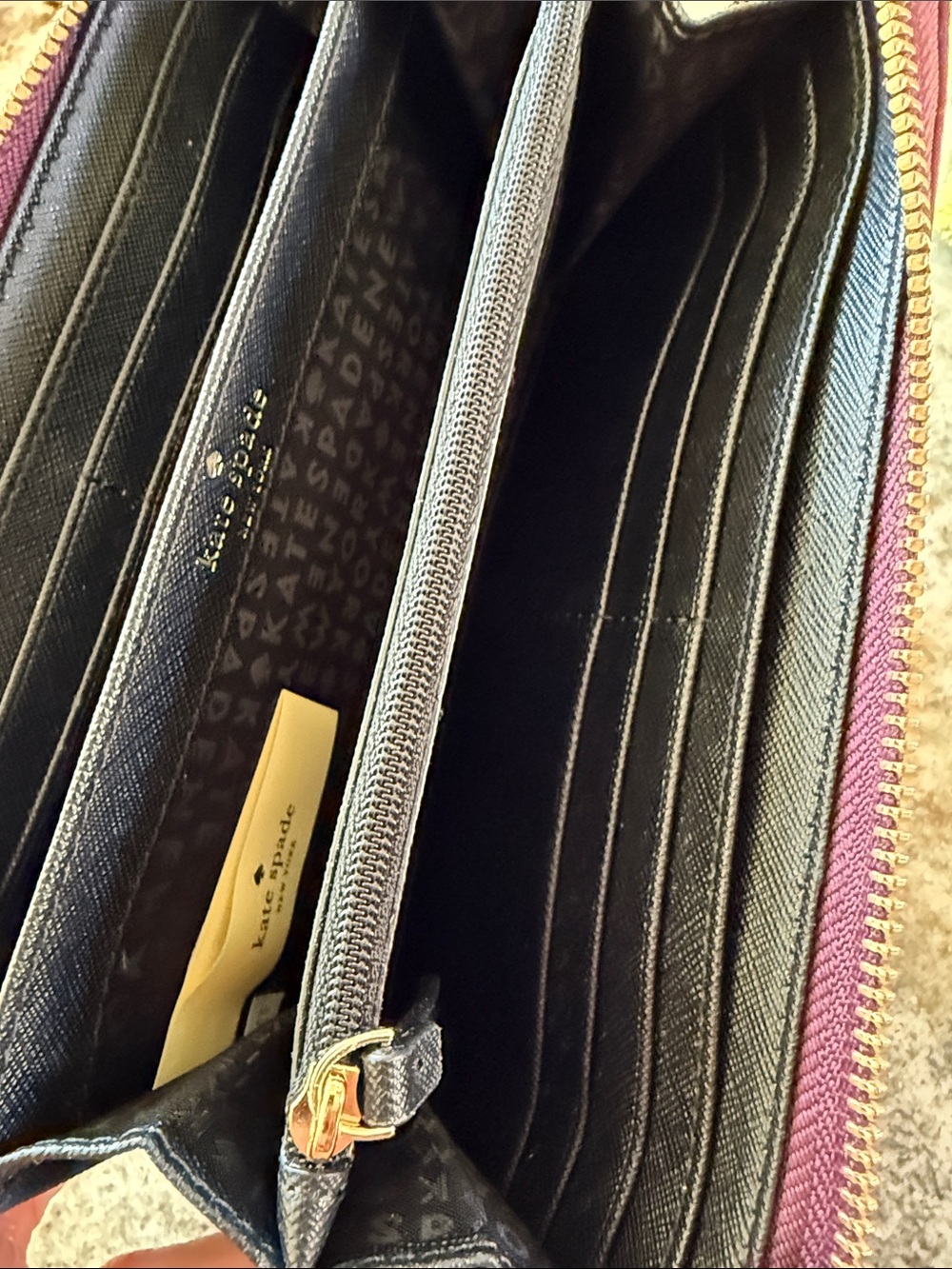 kate spade Plum Leather Zip Wallet with Gold Plaque - Picture 4 of 5